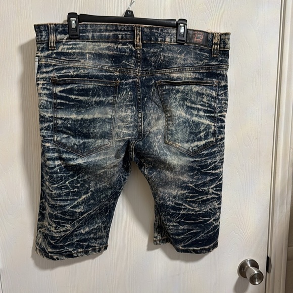 Dash Denim Men’s Paint Splashed Distressed Jean Shorts Size 40 Stripe Summer Fun - Picture 5 of 12